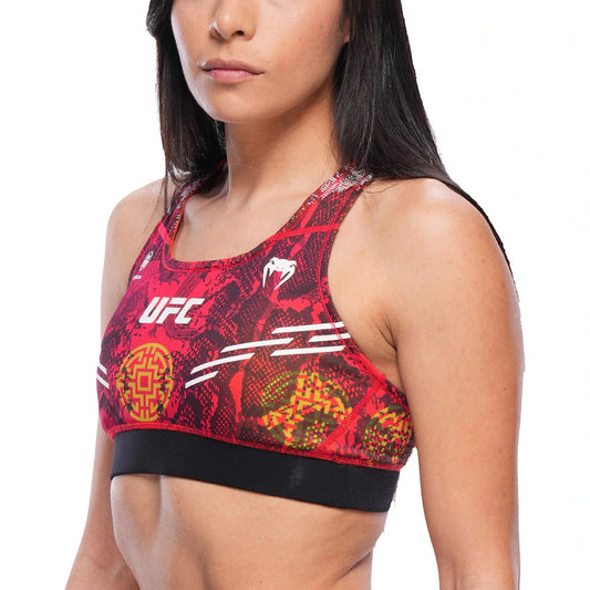 UFC Unrivaled by Venum Authentic Fight Night Women's Sports Bra - Red-Weili Zhang