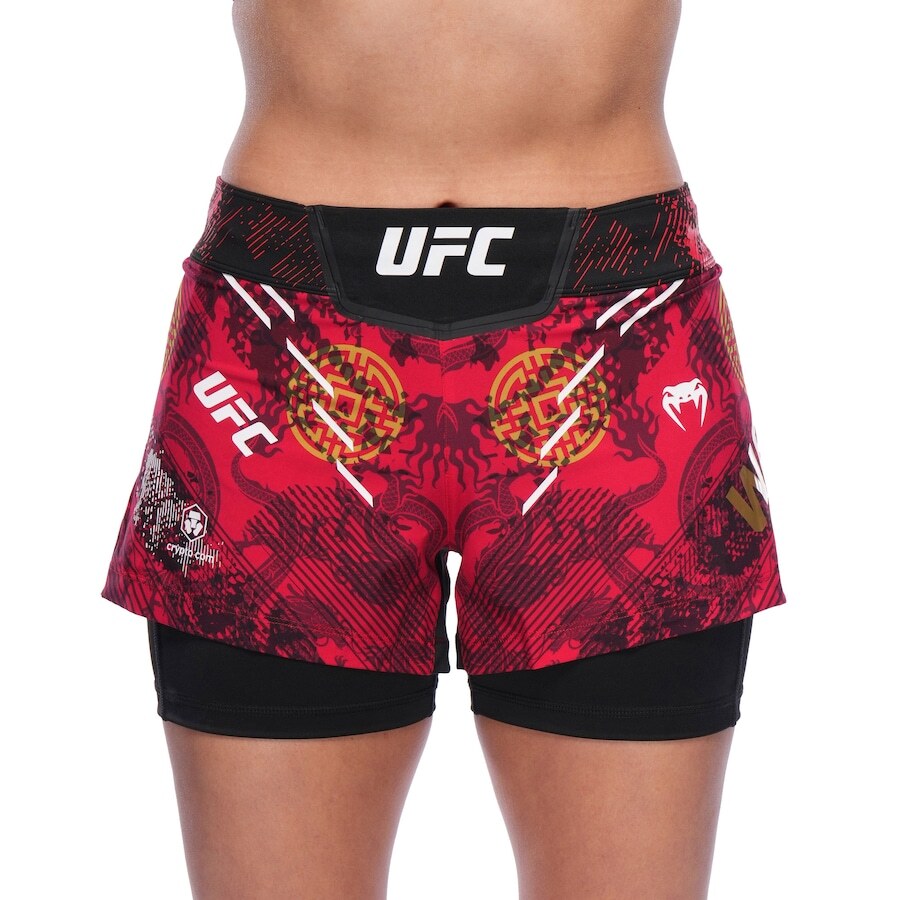 UFC Unrivaled by Venum Fighters Authentic Fight Night Women's Shorts - Red-Weili Zhang