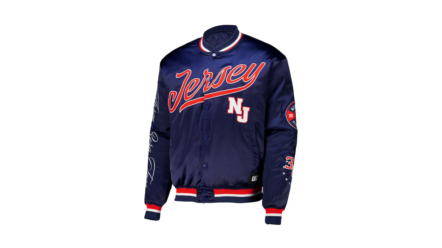 Men's Navy UFC 302 New Jersey Full-Snap Coaches Jacket